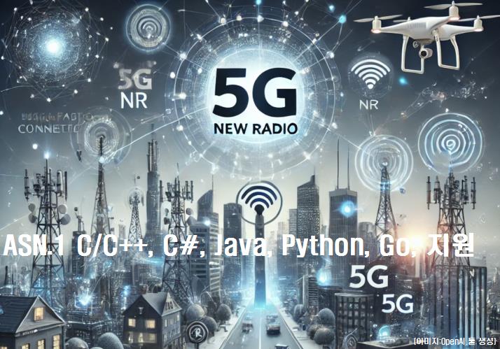 5G New Radio 네트워크와 ASN1C 지원 언어 이미지